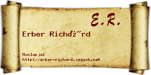 Erber Richárd névjegykártya